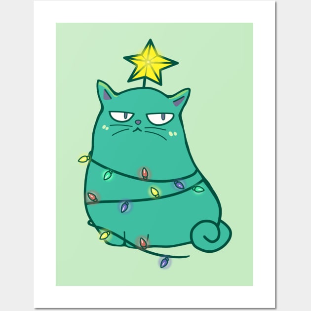 Grumpy Christmas cat Wall Art by Dr.Bear